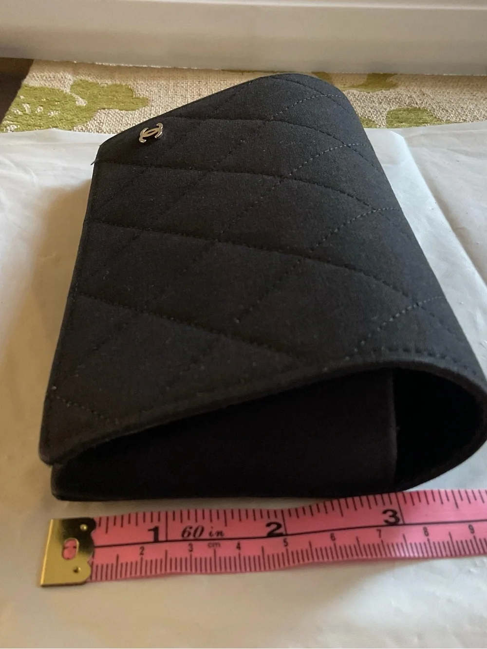 Chanel Black Quilted Fabric Soft Sunglasses Case Gold CC Logo